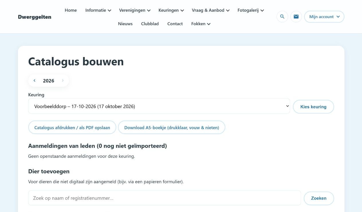 Catalogue builder for show staff (test data)
